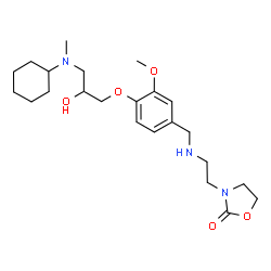 ChemSpider 2D Image | 3-{2-[(4-{3-[Cyclohexyl(methyl)amino]-2-hydroxypropoxy}-3-methoxybenzyl)amino]ethyl}-1,3-oxazolidin-2-one | C23H37N3O5