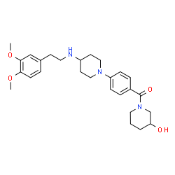 ChemSpider 2D Image | [4-(4-{[2-(3,4-Dimethoxyphenyl)ethyl]amino}-1-piperidinyl)phenyl](3-hydroxy-1-piperidinyl)methanone | C27H37N3O4