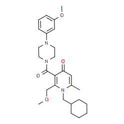 ChemSpider 2D Image | 1-(Cyclohexylmethyl)-2-(methoxymethyl)-3-{[4-(3-methoxyphenyl)-1-piperazinyl]carbonyl}-6-methyl-4(1H)-pyridinone | C27H37N3O4