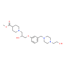 ChemSpider 2D Image | Methyl 1-[2-hydroxy-3-(3-{[4-(2-hydroxyethyl)-1-piperazinyl]methyl}phenoxy)propyl]-4-piperidinecarboxylate | C23H37N3O5