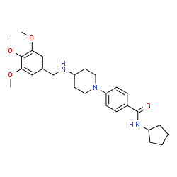 ChemSpider 2D Image | N-Cyclopentyl-4-{4-[(3,4,5-trimethoxybenzyl)amino]-1-piperidinyl}benzamide | C27H37N3O4