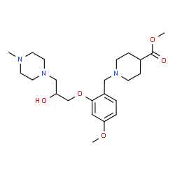 ChemSpider 2D Image | Methyl 1-{2-[2-hydroxy-3-(4-methyl-1-piperazinyl)propoxy]-4-methoxybenzyl}-4-piperidinecarboxylate | C23H37N3O5