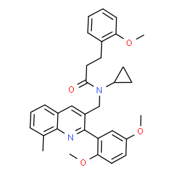 ChemSpider 2D Image | N-Cyclopropyl-N-{[2-(2,5-dimethoxyphenyl)-8-methyl-3-quinolinyl]methyl}-3-(2-methoxyphenyl)propanamide | C32H34N2O4