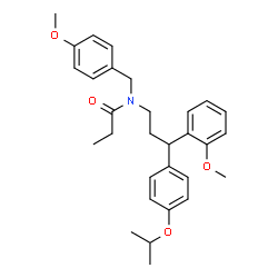 ChemSpider 2D Image | N-[3-(4-Isopropoxyphenyl)-3-(2-methoxyphenyl)propyl]-N-(4-methoxybenzyl)propanamide | C30H37NO4
