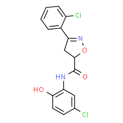 ChemSpider 2D Image | N-(5-Chloro-2-hydroxyphenyl)-3-(2-chlorophenyl)-4,5-dihydro-1,2-oxazole-5-carboxamide | C16H12Cl2N2O3
