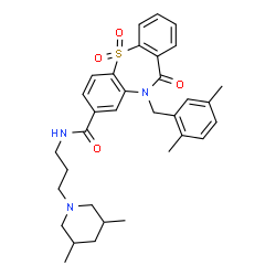 ChemSpider 2D Image | 10-(2,5-Dimethylbenzyl)-N-[3-(3,5-dimethyl-1-piperidinyl)propyl]-11-oxo-10,11-dihydrodibenzo[b,f][1,4]thiazepine-8-carboxamide 5,5-dioxide | C33H39N3O4S