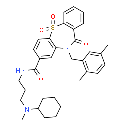 ChemSpider 2D Image | N-{3-[Cyclohexyl(methyl)amino]propyl}-10-(2,5-dimethylbenzyl)-11-oxo-10,11-dihydrodibenzo[b,f][1,4]thiazepine-8-carboxamide 5,5-dioxide | C33H39N3O4S