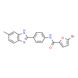 ChemSpider 2D Image | 5-Bromo-N-[4-(5-methyl-1H-benzimidazol-2-yl)phenyl]-2-furamide | C19H14BrN3O2