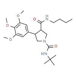 ChemSpider 2D Image | N~3~-Butyl-N~1~-(2-methyl-2-propanyl)-4-(3,4,5-trimethoxyphenyl)-1,3-pyrrolidinedicarboxamide | C23H37N3O5