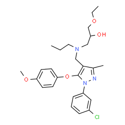 ChemSpider 2D Image | 1-[{[1-(3-Chlorophenyl)-5-(4-methoxyphenoxy)-3-methyl-1H-pyrazol-4-yl]methyl}(propyl)amino]-3-ethoxy-2-propanol | C26H34ClN3O4