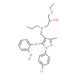 ChemSpider 2D Image | 1-[{[1-(4-Chlorophenyl)-5-(2-methoxyphenoxy)-3-methyl-1H-pyrazol-4-yl]methyl}(propyl)amino]-3-ethoxy-2-propanol | C26H34ClN3O4