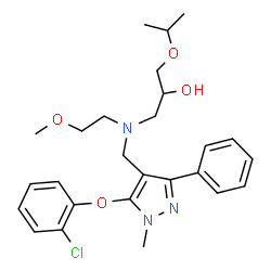 ChemSpider 2D Image | 1-[{[5-(2-Chlorophenoxy)-1-methyl-3-phenyl-1H-pyrazol-4-yl]methyl}(2-methoxyethyl)amino]-3-isopropoxy-2-propanol | C26H34ClN3O4