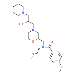 ChemSpider 2D Image | N-({4-[2-Hydroxy-3-(1-piperidinyl)propyl]-2-morpholinyl}methyl)-4-methoxy-N-(2-methoxyethyl)benzamide | C24H39N3O5