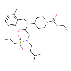 ChemSpider 2D Image | N-(1-Butyryl-4-piperidinyl)-N-(2-methylbenzyl)-N~2~-(3-methylbutyl)-N~2~-(propylsulfonyl)glycinamide | C27H45N3O4S