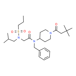 ChemSpider 2D Image | N-Benzyl-N-[1-(3,3-dimethylbutanoyl)-4-piperidinyl]-N~2~-isobutyl-N~2~-(propylsulfonyl)glycinamide | C27H45N3O4S