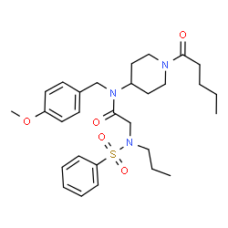ChemSpider 2D Image | N-(4-Methoxybenzyl)-N-(1-pentanoyl-4-piperidinyl)-N~2~-(phenylsulfonyl)-N~2~-propylglycinamide | C29H41N3O5S