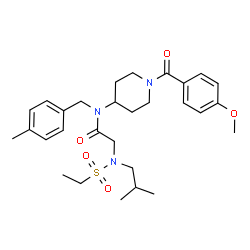 ChemSpider 2D Image | N~2~-(Ethylsulfonyl)-N~2~-isobutyl-N-[1-(4-methoxybenzoyl)-4-piperidinyl]-N-(4-methylbenzyl)glycinamide | C29H41N3O5S