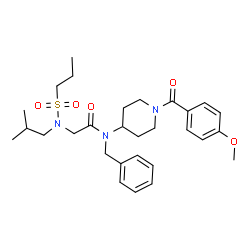 ChemSpider 2D Image | N-Benzyl-N~2~-isobutyl-N-[1-(4-methoxybenzoyl)-4-piperidinyl]-N~2~-(propylsulfonyl)glycinamide | C29H41N3O5S
