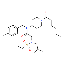 ChemSpider 2D Image | N~2~-(Ethylsulfonyl)-N-(1-hexanoyl-4-piperidinyl)-N~2~-isobutyl-N-(4-methylbenzyl)glycinamide | C27H45N3O4S