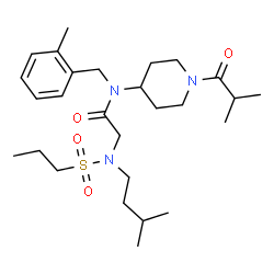 ChemSpider 2D Image | N-(1-Isobutyryl-4-piperidinyl)-N-(2-methylbenzyl)-N~2~-(3-methylbutyl)-N~2~-(propylsulfonyl)glycinamide | C27H45N3O4S