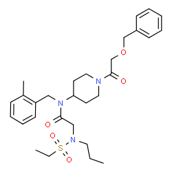 ChemSpider 2D Image | N-{1-[(Benzyloxy)acetyl]-4-piperidinyl}-N~2~-(ethylsulfonyl)-N-(2-methylbenzyl)-N~2~-propylglycinamide | C29H41N3O5S