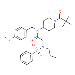 ChemSpider 2D Image | N-[1-(2,2-Dimethylpropanoyl)-4-piperidinyl]-N-(4-methoxybenzyl)-N~2~-(phenylsulfonyl)-N~2~-propylglycinamide | C29H41N3O5S