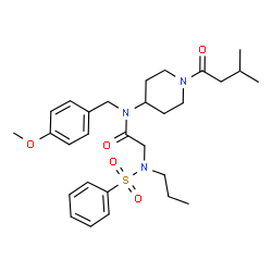 ChemSpider 2D Image | N-(4-Methoxybenzyl)-N-[1-(3-methylbutanoyl)-4-piperidinyl]-N~2~-(phenylsulfonyl)-N~2~-propylglycinamide | C29H41N3O5S