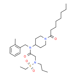 ChemSpider 2D Image | N~2~-(Ethylsulfonyl)-N-(2-methylbenzyl)-N-(1-octanoyl-4-piperidinyl)-N~2~-propylglycinamide | C28H47N3O4S