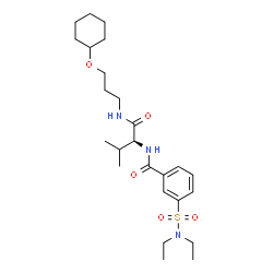 ChemSpider 2D Image | N-[(2S)-1-{[3-(Cyclohexyloxy)propyl]amino}-3-methyl-1-oxo-2-butanyl]-3-(diethylsulfamoyl)benzamide | C25H41N3O5S
