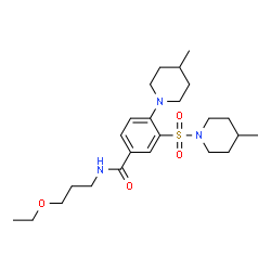 ChemSpider 2D Image | N-(3-Ethoxypropyl)-4-(4-methyl-1-piperidinyl)-3-[(4-methyl-1-piperidinyl)sulfonyl]benzamide | C24H39N3O4S
