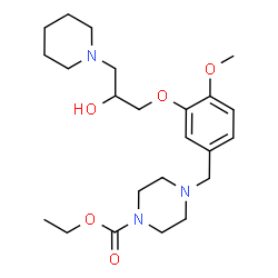 ChemSpider 2D Image | Ethyl 4-{3-[2-hydroxy-3-(1-piperidinyl)propoxy]-4-methoxybenzyl}-1-piperazinecarboxylate | C23H37N3O5