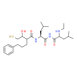 ChemSpider 2D Image | N-[(1S)-1-[[2-(ethylamino)-4-methyl-pentanoyl]carbamoyl]-3-methyl-butyl]-2-(1-hydroxy-2-sulfanyl-ethyl)-5-phenyl-pentanamide | C27H45N3O4S