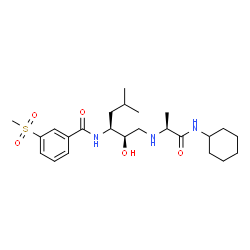 ChemSpider 2D Image | N-[(2R,3S)-1-{[(2S)-1-(Cyclohexylamino)-1-oxo-2-propanyl]amino}-2-hydroxy-5-methyl-3-hexanyl]-3-(methylsulfonyl)benzamide | C24H39N3O5S