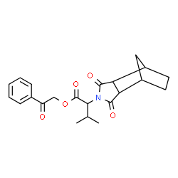 ChemSpider 2D Image | 2-Oxo-2-phenylethyl 2-(3,5-dioxo-4-azatricyclo[5.2.1.0~2,6~]dec-4-yl)-3-methylbutanoate | C22H25NO5