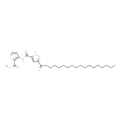 ChemSpider 2D Image | Methyl 3-{[(3-stearoyl-1H-pyrazol-5-yl)carbonyl]amino}-2-thiophenecarboxylate | C28H43N3O4S
