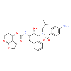 ChemSpider 2D Image | (3aS,4S,7aR)-Hexahydro-4H-furo[2,3-b]pyran-4-yl [(2S,3R)-4-{[(4-aminophenyl)sulfonyl](isobutyl)amino}-3-hydroxy-1-phenyl-2-butanyl]carbamate | C28H39N3O7S