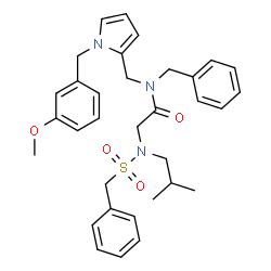 ChemSpider 2D Image | N-Benzyl-N~2~-(benzylsulfonyl)-N~2~-isobutyl-N-{[1-(3-methoxybenzyl)-1H-pyrrol-2-yl]methyl}glycinamide | C33H39N3O4S