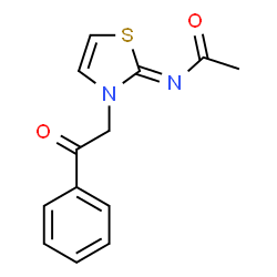 ChemSpider 2D Image | N-[(2Z)-3-(2-Oxo-2-phenylethyl)-1,3-thiazol-2(3H)-ylidene]acetamide | C13H12N2O2S