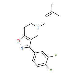 ChemSpider 2D Image | 3-(3,4-Difluorophenyl)-5-(3-methyl-2-buten-1-yl)-4,5,6,7-tetrahydro[1,2]oxazolo[4,5-c]pyridine | C17H18F2N2O