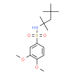 ChemSpider 2D Image | 3,4-Dimethoxy-N-(2,4,4-trimethyl-2-pentanyl)benzenesulfonamide | C16H27NO4S