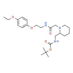 ChemSpider 2D Image | 2-Methyl-2-propanyl {[1-(2-{[2-(4-ethoxyphenoxy)ethyl]amino}-2-oxoethyl)-2-piperidinyl]methyl}carbamate | C23H37N3O5