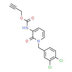 ChemSpider 2D Image | 2-Propyn-1-yl [1-(3,4-dichlorobenzyl)-2-oxo-1,2-dihydro-3-pyridinyl]carbamate | C16H12Cl2N2O3