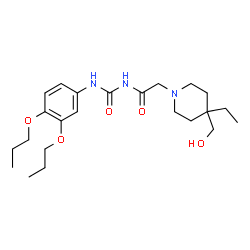 ChemSpider 2D Image | N-[(3,4-Dipropoxyphenyl)carbamoyl]-2-[4-ethyl-4-(hydroxymethyl)-1-piperidinyl]acetamide | C23H37N3O5