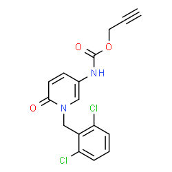 ChemSpider 2D Image | 2-Propyn-1-yl [1-(2,6-dichlorobenzyl)-6-oxo-1,6-dihydro-3-pyridinyl]carbamate | C16H12Cl2N2O3