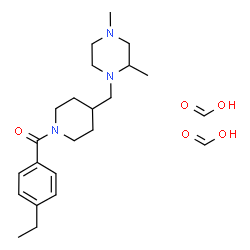 ChemSpider 2D Image | Formic acid - {4-[(2,4-dimethyl-1-piperazinyl)methyl]-1-piperidinyl}(4-ethylphenyl)methanone (2:1) | C23H37N3O5