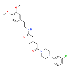 ChemSpider 2D Image | 5-[4-(3-Chlorophenyl)-1-piperazinyl]-N-[2-(3,4-dimethoxyphenyl)ethyl]-3-methyl-5-oxopentanamide | C26H34ClN3O4