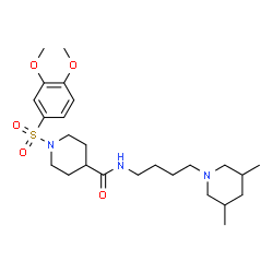 ChemSpider 2D Image | 1-[(3,4-Dimethoxyphenyl)sulfonyl]-N-[4-(3,5-dimethyl-1-piperidinyl)butyl]-4-piperidinecarboxamide | C25H41N3O5S