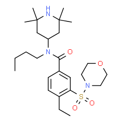 ChemSpider 2D Image | N-Butyl-4-ethyl-3-(4-morpholinylsulfonyl)-N-(2,2,6,6-tetramethyl-4-piperidinyl)benzamide | C26H43N3O4S