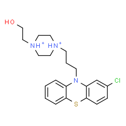ChemSpider 2D Image | 1-[3-(2-Chloro-10H-phenothiazin-10-yl)propyl]-4-(2-hydroxyethyl)piperazinediium | C21H28ClN3OS