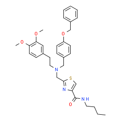 ChemSpider 2D Image | 2-({[4-(Benzyloxy)benzyl][2-(3,4-dimethoxyphenyl)ethyl]amino}methyl)-N-butyl-1,3-thiazole-4-carboxamide | C33H39N3O4S